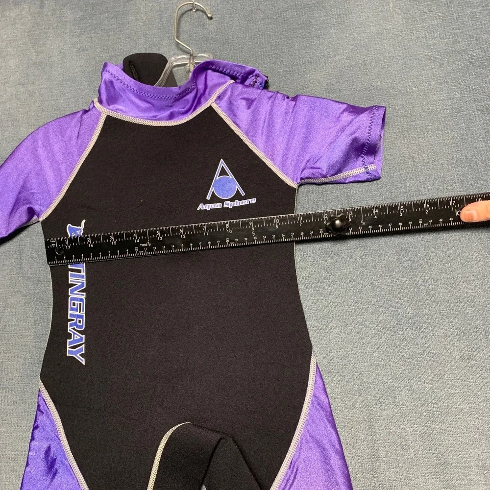 Aqua Sphere Stingray Wetsuit Kids S Purple Black Neoprene Core Warmer Back Zip